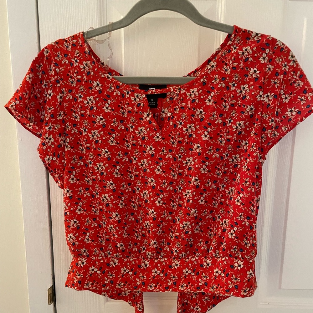 Red white and blue blouse